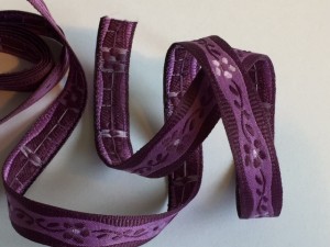 10mm Purple Flower Woven Ribbion