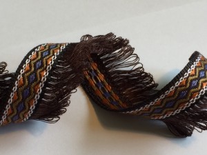 Brown Orange Navy Tassel Woven Ribbon