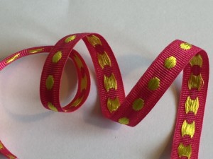 Gold Pink Polyester Woven Ribbon