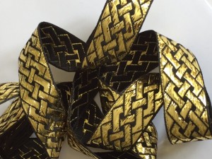 Metallic Gold Black Woven Ribbons