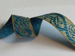 Metallic Green Navy Woven Ribbion