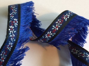 Navy White Black Tassel Woven Ribbon