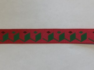 Printed Satin - Green on Red Tape